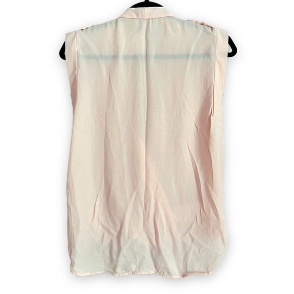 Women's Wrap Top Blouse Pink Chiffon Sheer Draped Open Front Shirt Medium M - Picture 2 of 12